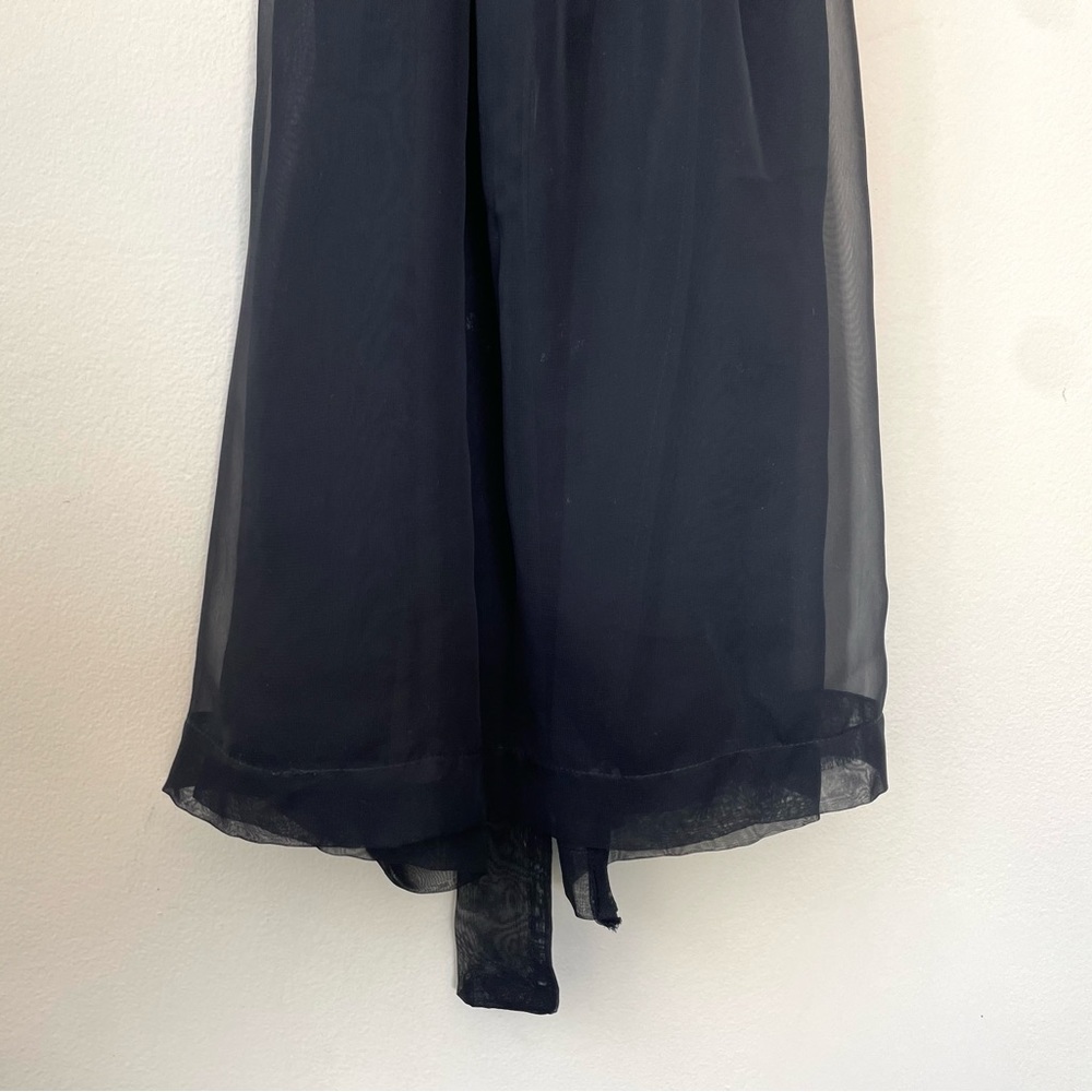 Vintage Black Silk Chiffon & Lace Lingerie Robe Size Small - Picture 10 of 15